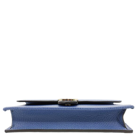 Gucci  Dollar Interlocking G Calfskin Leather Chain Wallet Crossbody Bag Blue - Picture 11 of 15